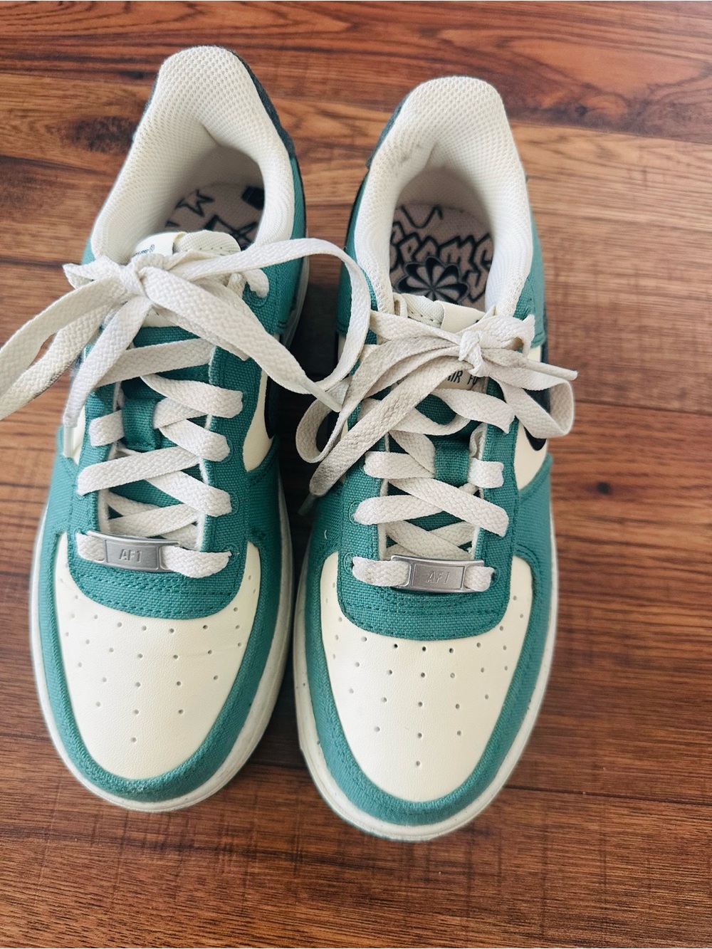 Nike Kids Teal and White Sneakers - Lace-Up Style
